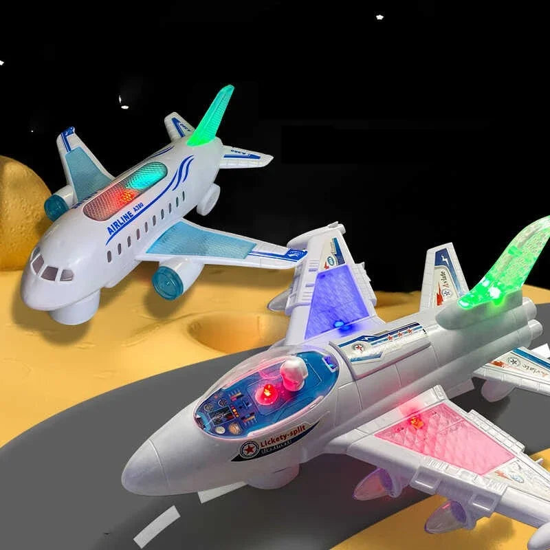 Children Electronic Aeroplane Toy with Music Autopilot Rotation Flash Sound Plane Educational Toy Christmas Gift for Kids