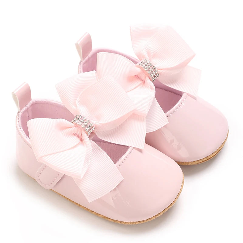 Cute Princess Baby Shoes Spring and Autumn Edition Butterfly Bow Decoration PU Soft Bottom Suitable for 0-1 Year Old Baby