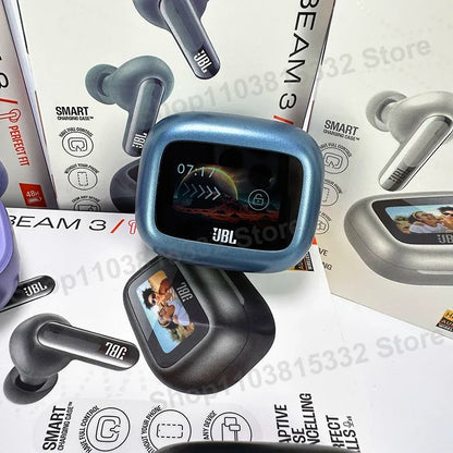 Original JBL Live Beam 3 True Wireless Bluetooth Earbuds with LED Smart Display Box Headphone Noise Cancelling Earphones Beam3