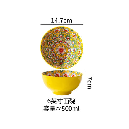 Ceramic Tableware Set Rice Bowl Serving Plate Creative Cutlery Soup Plate Noodle Handle Bowl Sauce Dish Steak Salad Fruit Plate