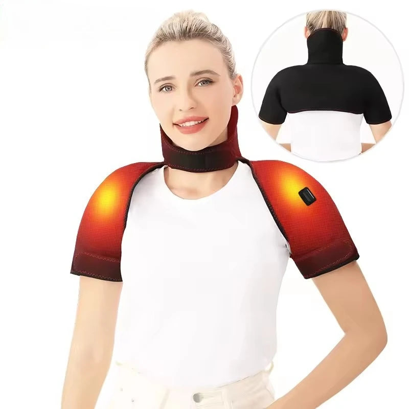 Electric Heating Massager Pads for Shoulder Neck Back - Winter Body Warmer Soft Vest Hot Compress Relieves Fatigue