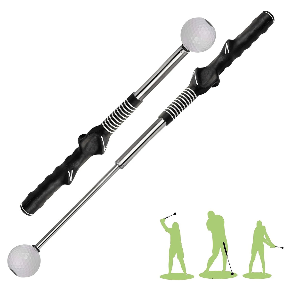 Retractable Golf Swing Training Aid Portable Grip  with Click Feedback for Golf Practice & Training