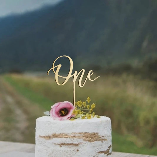 1pc One Cake Topper Birthday Wooden Cake Topper Wood One Happy Cake Decoration First Birthday Baby Shower Party Decorations