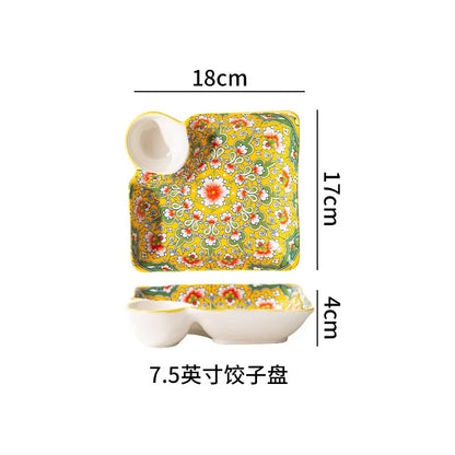 Ceramic Tableware Set Rice Bowl Serving Plate Creative Cutlery Soup Plate Noodle Handle Bowl Sauce Dish Steak Salad Fruit Plate