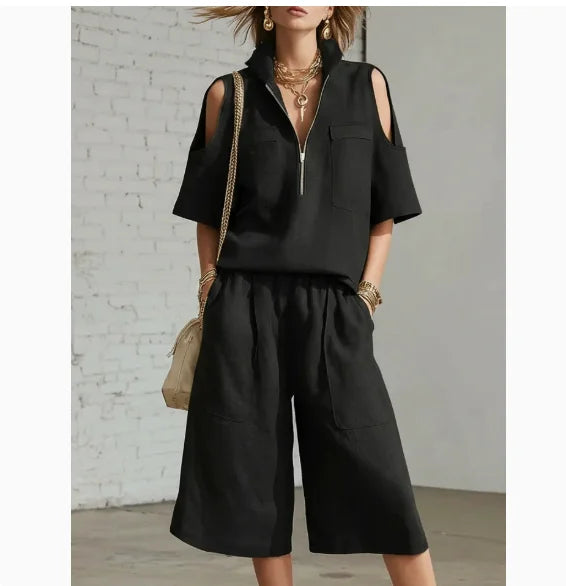 2026 Summer Cross Border New Foreign Trade Women's Clothing Short Sleeve Shorts Shirt Loose Pants Two Piece Sets Casual Clothes