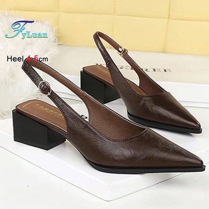 New Product Medium Heel Women Single Shoes Pointed Toe Shallow Mouth Ladies Pumps Coarse Heels Comfortable Work High Heels Shoes