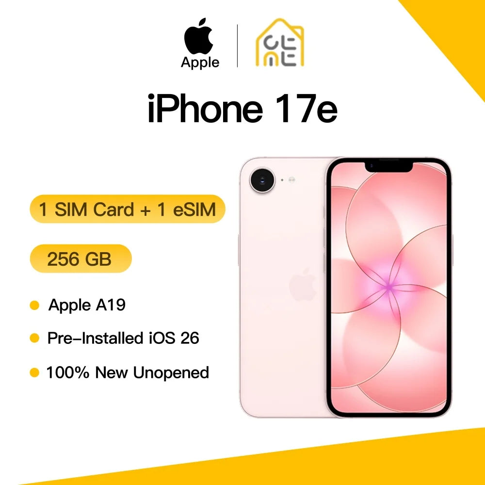 Apple iPhone 17e 256GB Original Global Unlocked 5G Smartphone A19 Chip 6.1" Super Retina XDR OLED 48MP Fusion Camera IP68 iOS 26
