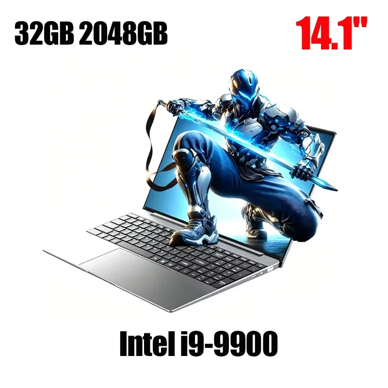 2026 NEW 14.1 Inch Ultra Slim Laptop Intel Core i9 9900 32GB RAM 2TB SSD Windows 11 Gaming Gamer Office Notebook 1920x1080 Max