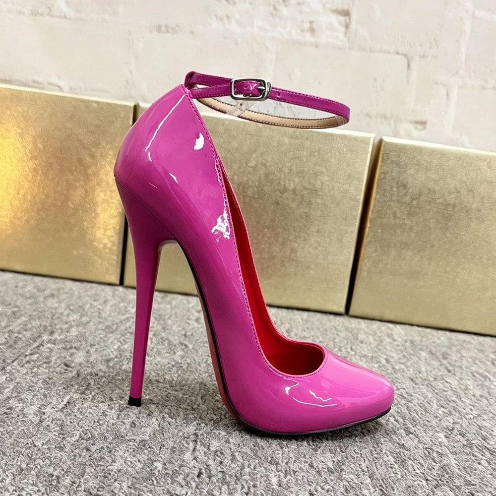 New Customize 14/16CM Super High Heels Ankle Strap Pumps,Round Toe Stiletto Heels Pole Dance Unisex Party Club Shoes Plus Size