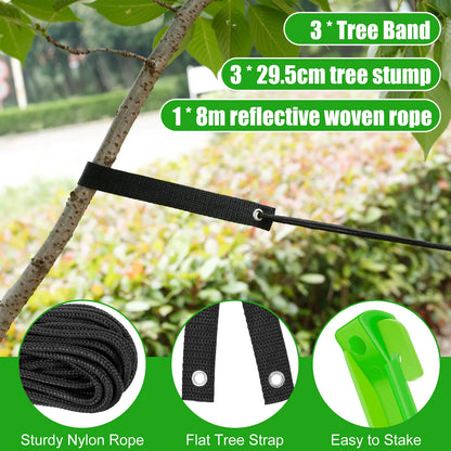 1/3 Set Tree Stake Kit 12in Plastic Sapling Tree Stake Support with Ropes Reusable Tree Staking Anchor Kits for Garden Plant Fix
