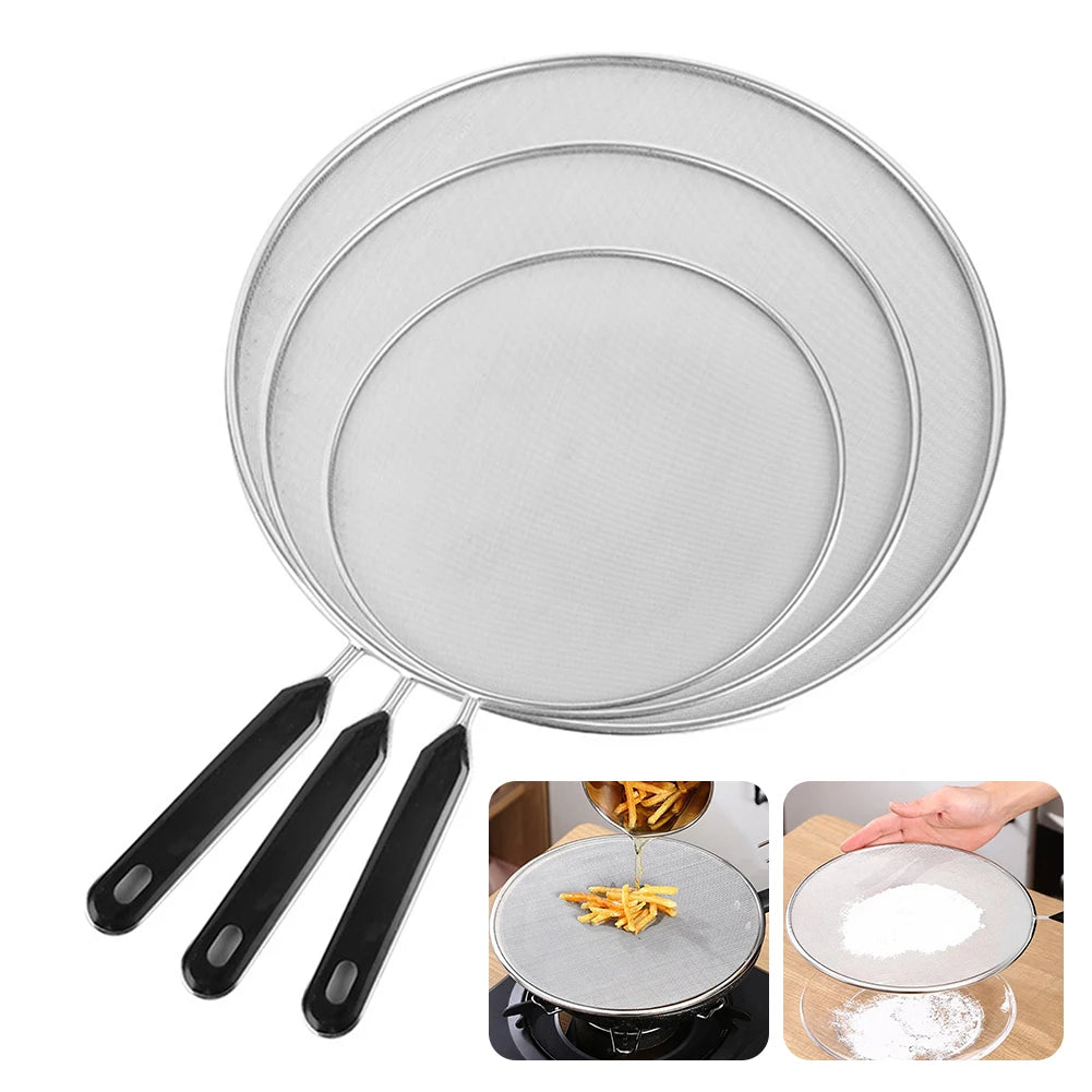 19-33cm Stainless Steel Oil Splatter Screen Frying Pan Mesh Guard Kitchen Cooking Tools Multi-Purpose Filter Net For Frying Pans