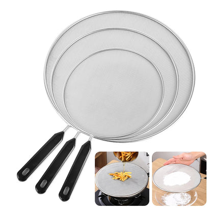 19-33cm Stainless Steel Oil Splatter Screen Frying Pan Mesh Guard Kitchen Cooking Tools Multi-Purpose Filter Net For Frying Pans