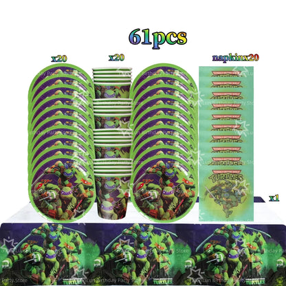 Cartoon Turtles Birthday Party Decorations Tableware Tablecloth Cup Plate Bag Napkins Balloon Baby Shower Turtles Party Favors
