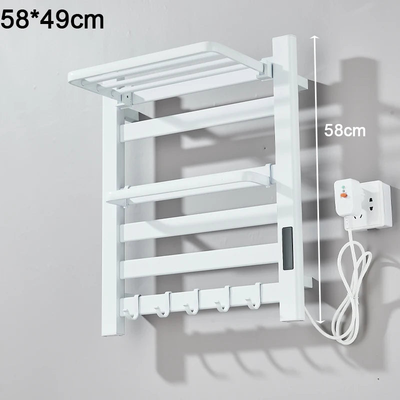 Electric Towel Dryer Black/White Bathroom Electric Rack Digital Display Temperature Time Control Towel Warmer Rail