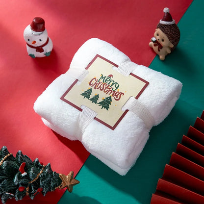 Coral Velvet Christmas Towel Xmas Holiday Decorative Reusable Face Towel Absorb Water Wash Cloth Christmas Gift Party Gift