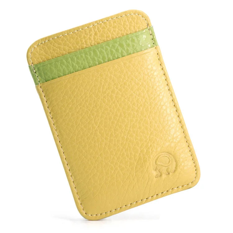 Wholesale Genuine Leather Convenient ID Pocket Bank Credit Card Case Vintage Thin Card Wallet Men Cash Bag Slim Bus Card Holder