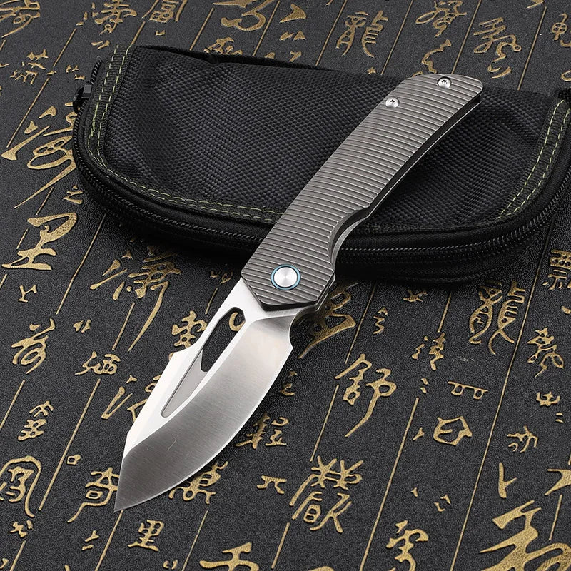 Folding Knife M390 Steel Titanium Alloy Handle Outdoor Survival Camping Portable EDC Collection Tool for Play