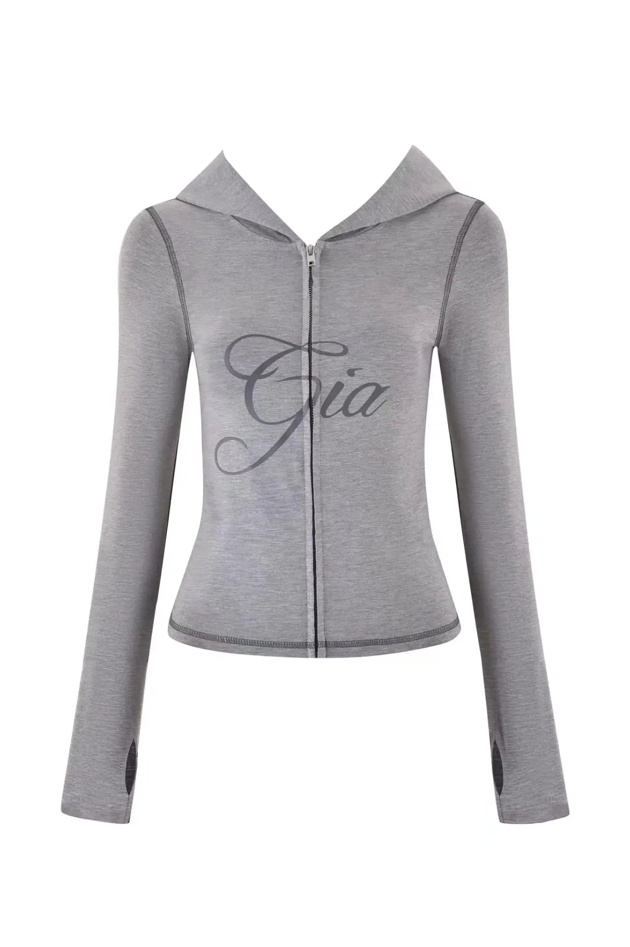GIA Front Shoulder Slim Fit Jacket Pants Set with Letter Print Design Hooded Zipper Snake Pattern Short Fit Streetwear