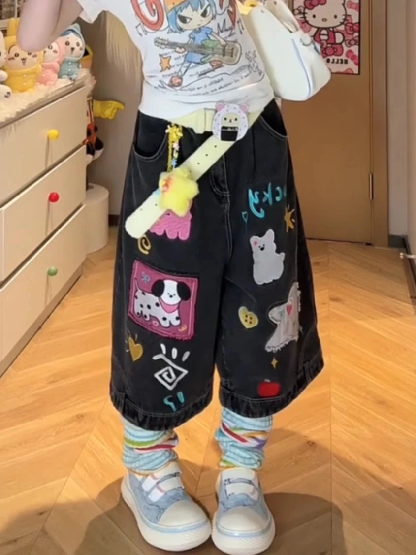 Summer Women Shoujo Jorts Abi Tide Harajuku Korean Jeans Shorts Kpop 2000s Stylish Denim Pants Grunge Y2k Japanese Streetwear