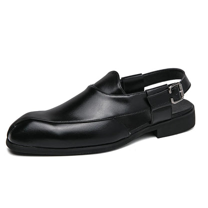 Hollow Out Dress Party Sandals Fashion Leather Summer Shoes Men Leisure Formal Flats Business Footwear Men's Wedding Sandals