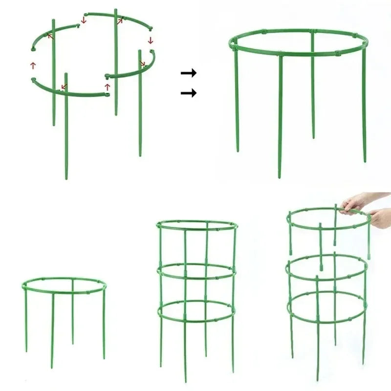 Tomato Cages Trellis Plastic Column Vine Plant Bracket Potted Flower Plant Support Pile Stackable Tomato Tower Plant Cage