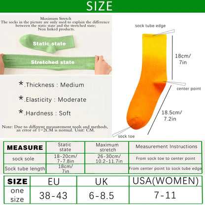New Tie-Dye Gradient Color Crew Socks Mid-Calf Socks Unisex Fashion Daily Street Skateboard Socks Breathable Couple Sports Socks