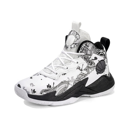 Fashion Basketball Shoes for Kids High-top Sneakers Children Casual Sports Shoes Ankle-protected Anti-slippery Gym Trainers Boys