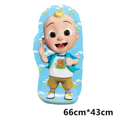 Cocomelon Balloon JJ Melon Watermelon Toy Happy Birthday Banner Party Decoration Backdrop Cake Topper JOJO Disposable Tableware