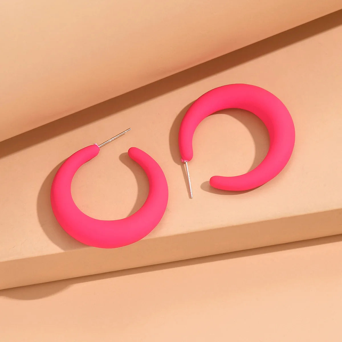 Simple Big Round Star Heart Hoop Earrings For Women Geometric Plastic Exaggerated Earring Hyperbole Trendy Ring Earrings Jewelry