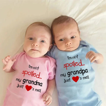 I'm Not Spoiled My Grandma Loves Me Baby Romper Crawling Clothes Triangle Onesies Newborn Baby Clothes Onesies for Babies