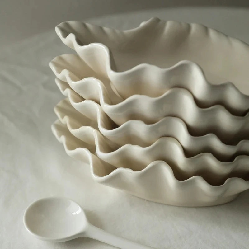 Shell Plate Cream Retro Ceramic Plate Fruit Snack Plate Dinner Tray Dish Set Jewelry Storage Dish Tableware Gift