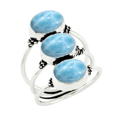 Original Certified 925 Silver Rings Larimar Natural Blue Stone 8*10MM oval shape twist Rings Fine Jewelry Gifts for Women Men