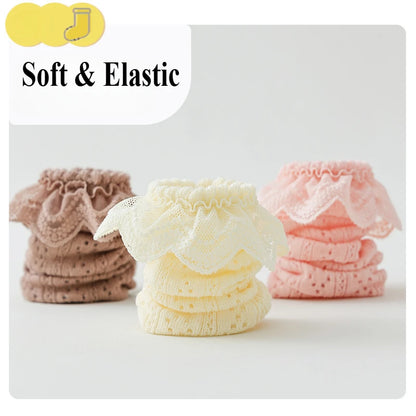 Baby Lace Princess Knee High Socks Kids Girls Boys Long Sock Cotton Mesh Breathable Children Hollow Out Socken for 0-3 Years Old