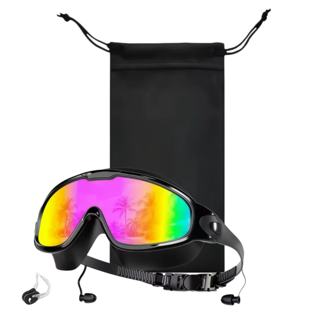 Adult Wide View Swim Goggles Anti-Fog Anti-UV No Leak Swimming Glasses with Earplugs for Men And Women Youth