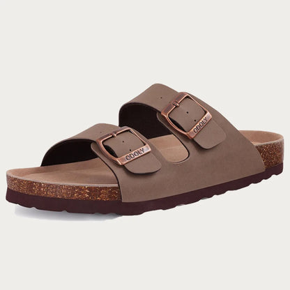 Comwarm Classic Cork Slippers For Women New Fashion Suede Flats Sandals Summer Couple Beach Slides Shoes With Adjustable Buckle