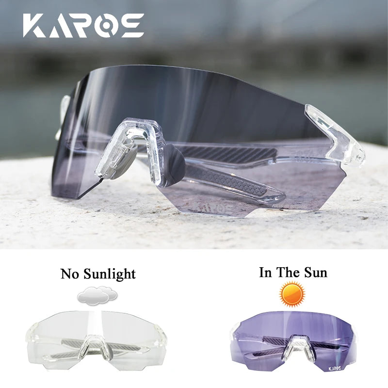 KAROS Photochromic Cycling Glasses MTB Road Bike Eyewear Men Women Outdoor Sports Sunglasses Adjustable Lens for Bicycle K01