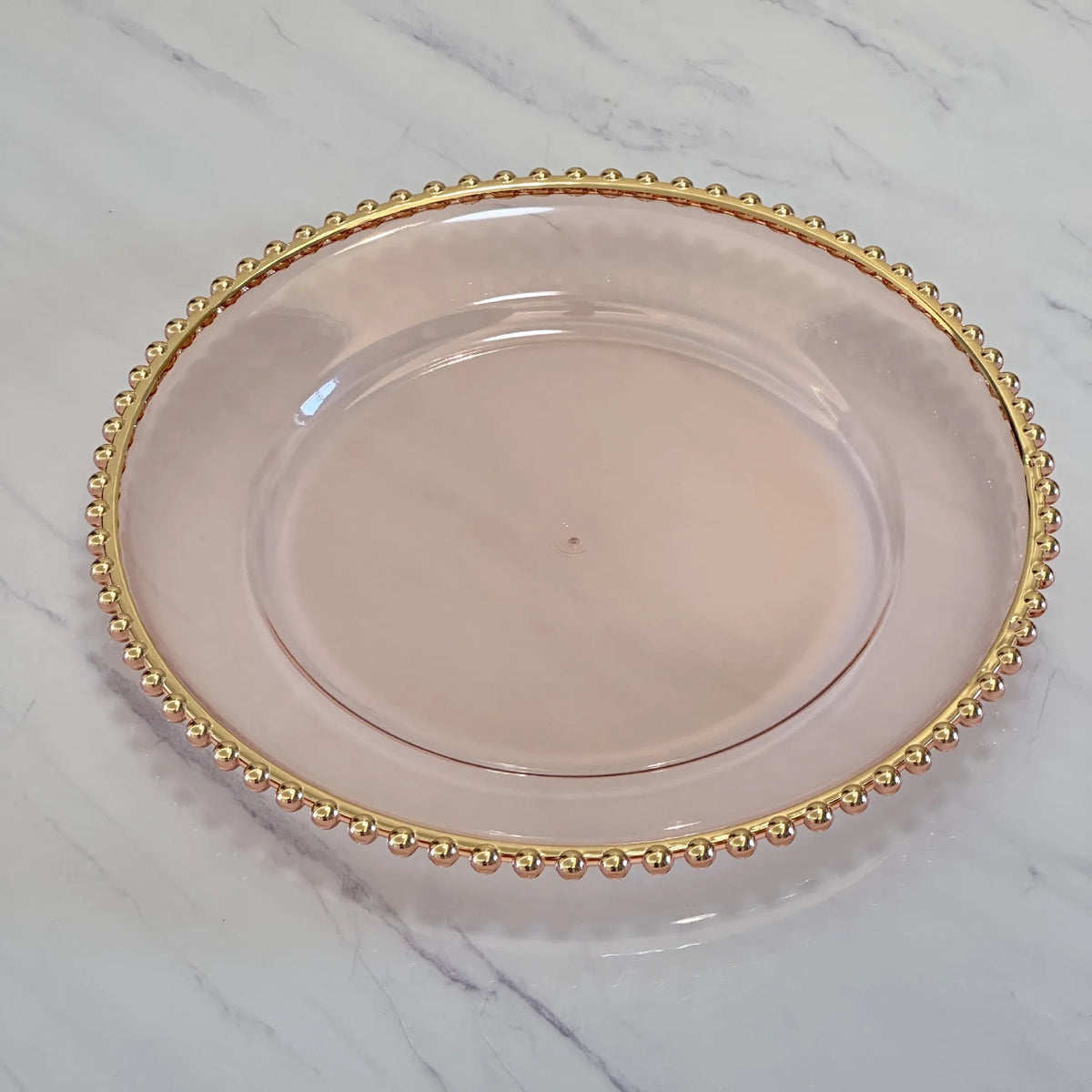 Nordic Style Plastic Steak Plate Gold Rimmed Fruit Salad round Dish Western Dinner Party Dinnerware Plate Decorative