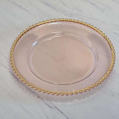 Nordic Style Plastic Steak Plate Gold Rimmed Fruit Salad round Dish Western Dinner Party Dinnerware Plate Decorative