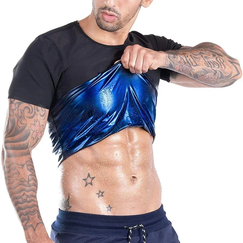 Men Sweat Sauna T-shirt Waist Trainer Suit Body Shapers Shapewear Corset Underwear Belly Control Fitness Fat Burn Tops