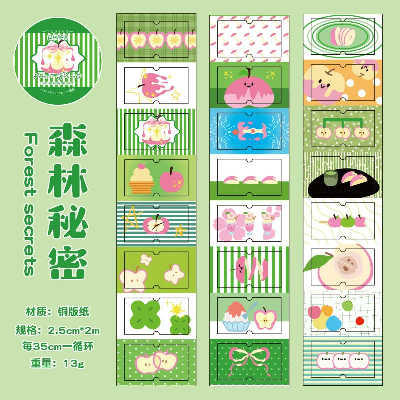 25mm * 2m/roll Apple Fantasy series Kawaii die cut label stickers DIY scrapbook decoration diary Junk Journal aesthetic stickers