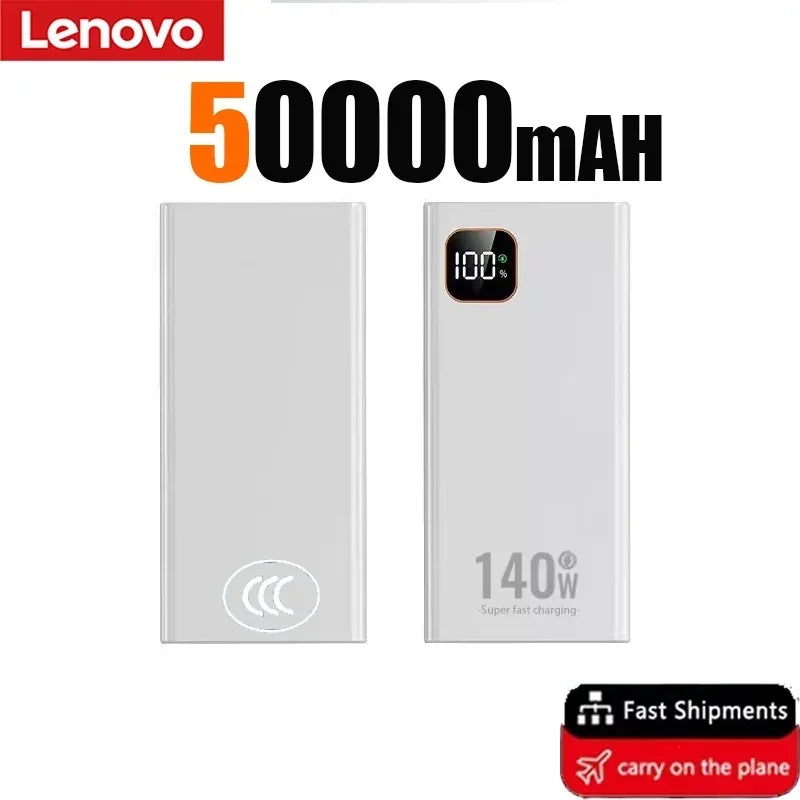 Lenovo 500000mAh CCC Large Capacity 140W 2027NEW Power Bank Portable Super Fast Charging Battery Charger for Xiaomi iPhone