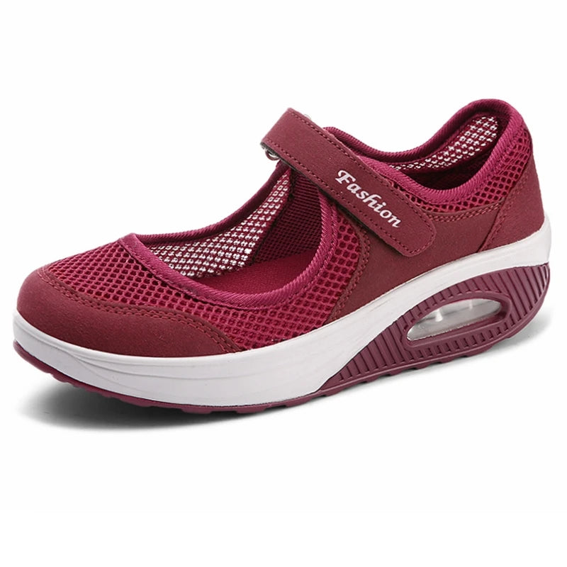 Women's Breathable Walking Shoes Ladies Fashion Mary Jane Sneakers Adjustable Working Nurse Shoes Lightweight Flats Roll