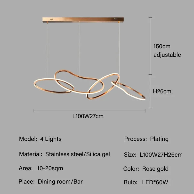 Modern Rings Pendant Lights Black&Golden for Living Dining Room Bedroom Ceiling Chandelier Lamps Indoor Hanging Lighting Fixture