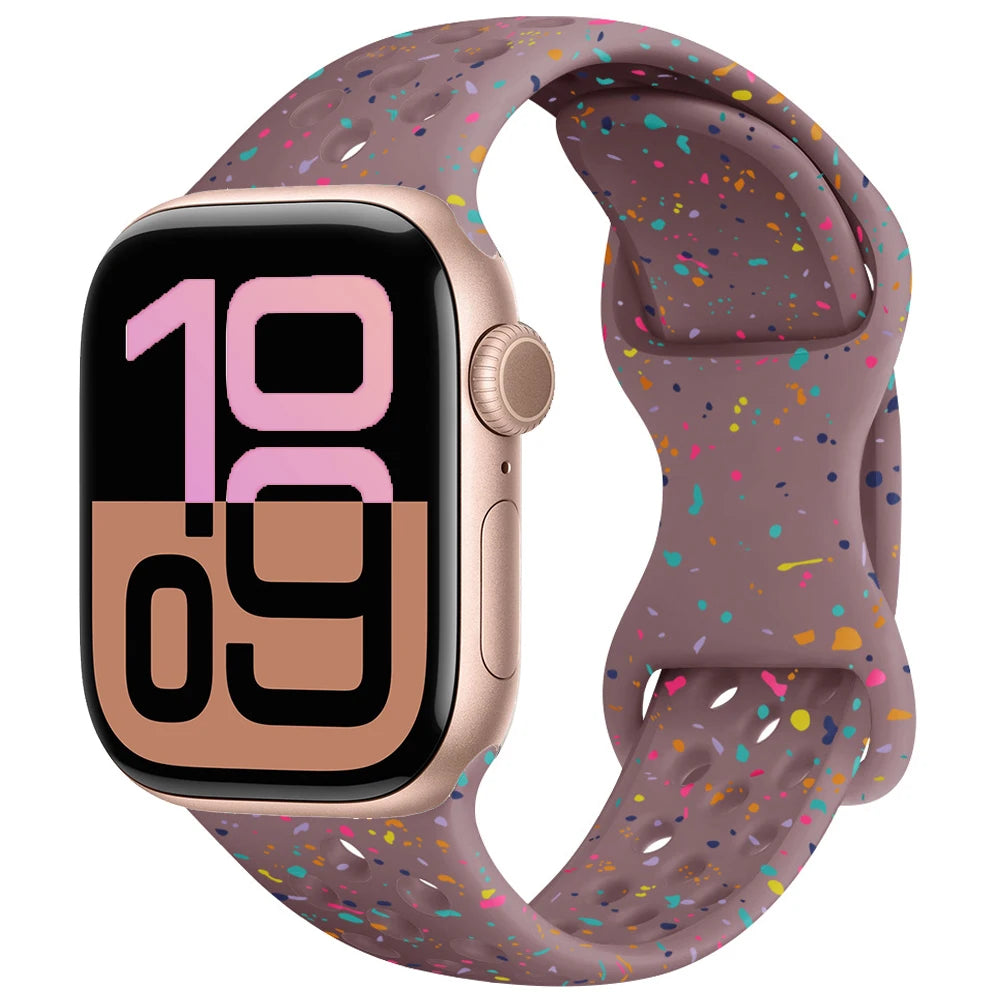 Silicone Strap For Apple Watch 11 10 9 8 7 46mm 45mm 42mm 41mm Ultra 3/2 49mm Breathable Bracelet Wristband iWatch 6 5 4 SE 44mm