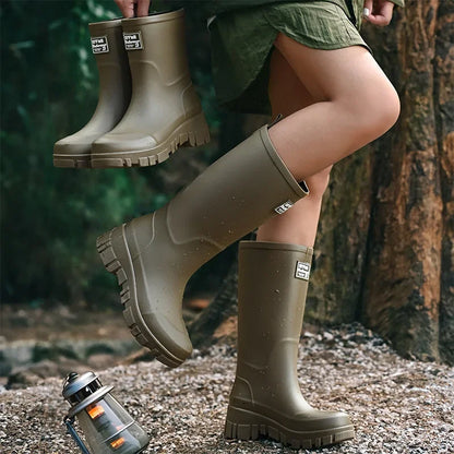 Fashionable Rain Boots for Women Thick Soles Versatile Korean Version Non-slip Wear-resistant, Casual Adult Outdoor Rubber Shoes
