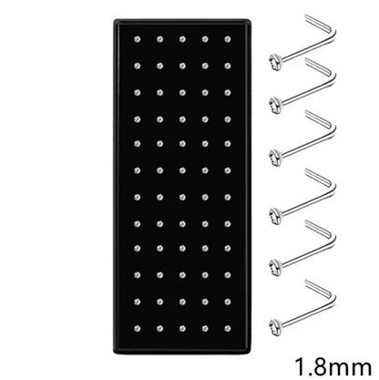 Fashion Crystal Stainless Steel Nose Stud Piercing for Women Hypoallergenic 1.8mm Nose Ring Straight/L/Screw Shaped Body Jewerly