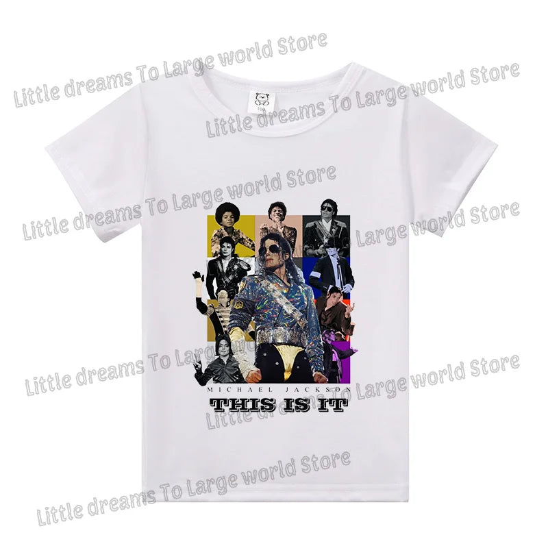 Michael Jackson T-shirt Children Clothing Singer Printed Cotton Tops Boy Girl MJ Summer Tee Shirts Casual Clothes Birthday Gift