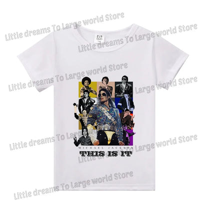 Michael Jackson T-shirt Children Clothing Singer Printed Cotton Tops Boy Girl MJ Summer Tee Shirts Casual Clothes Birthday Gift