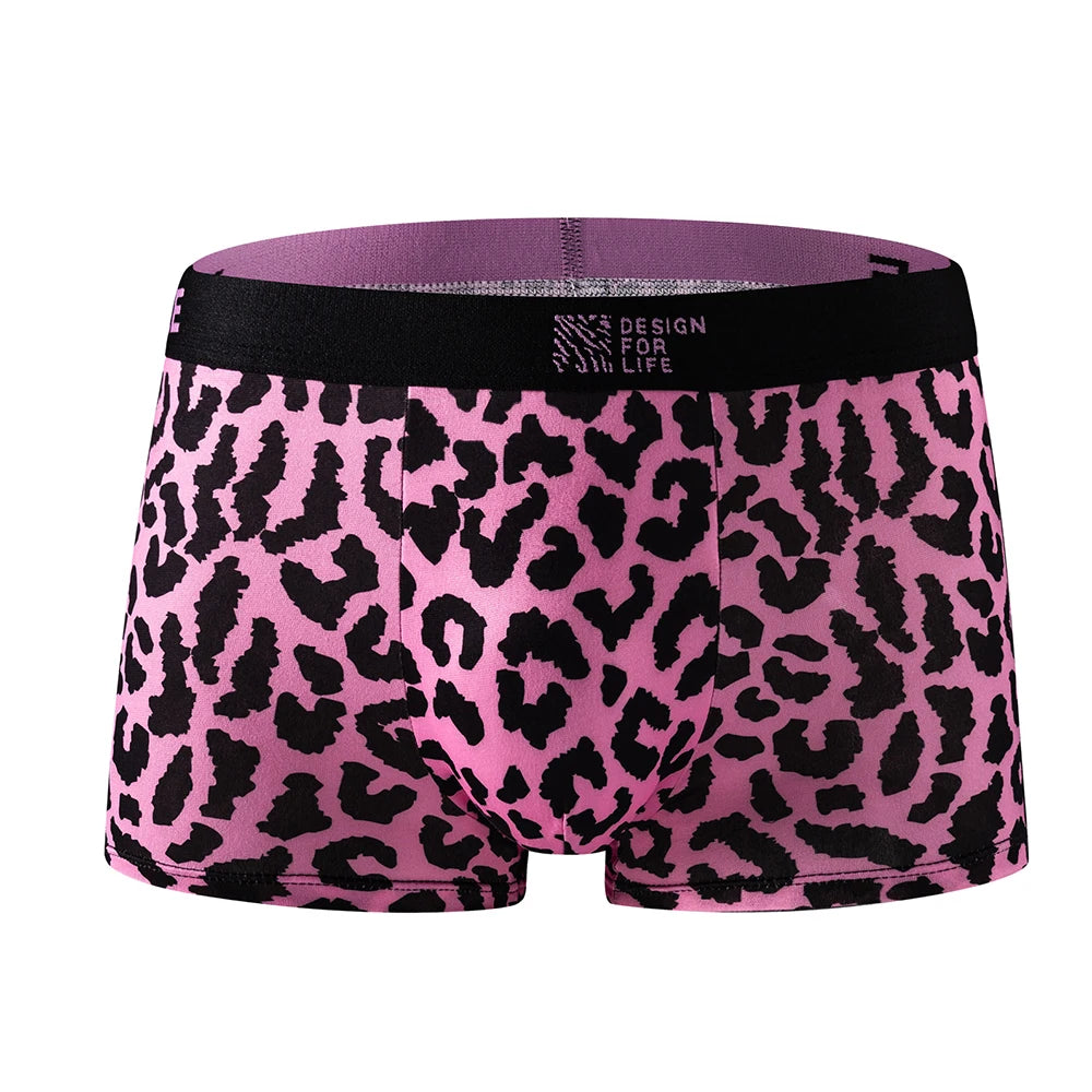 4-Pack Men's Polyester Boxer Briefs: Trendy Leopard & Zebra Prints, Multiple Sizes, Comfortable Fashion Underwear