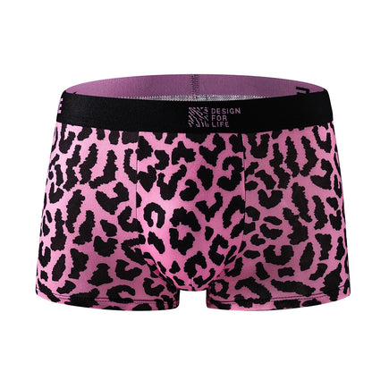 4-Pack Men's Polyester Boxer Briefs: Trendy Leopard & Zebra Prints, Multiple Sizes, Comfortable Fashion Underwear